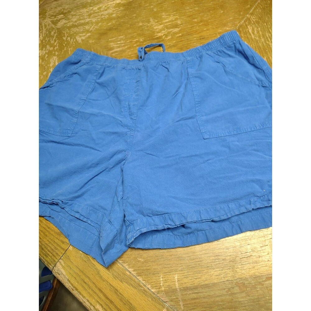 Basic Editions Women's Plus 2XG Blue Shorts Elastic Back Pull strings 20x18
